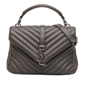 Pre-Loved Saint Laurent Medium Chevron Sheepskin Monogram College Satchel